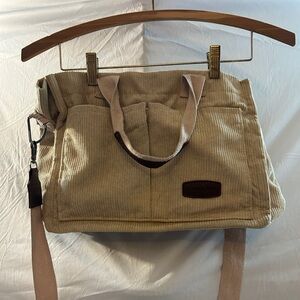 Corduroy Men's Messenger Bag in Beige